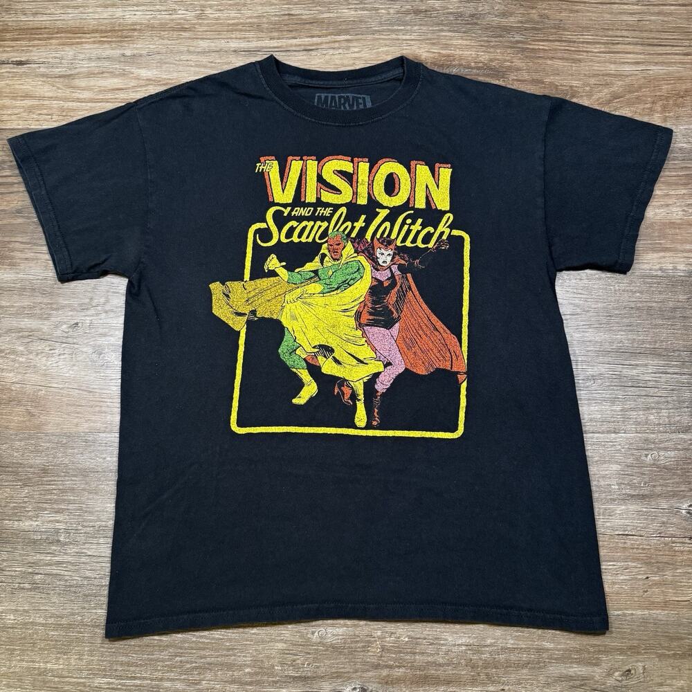 Marvel The Vision & Scarlet Witch T-Shirt Men’s M Black Comic Graphic Tee